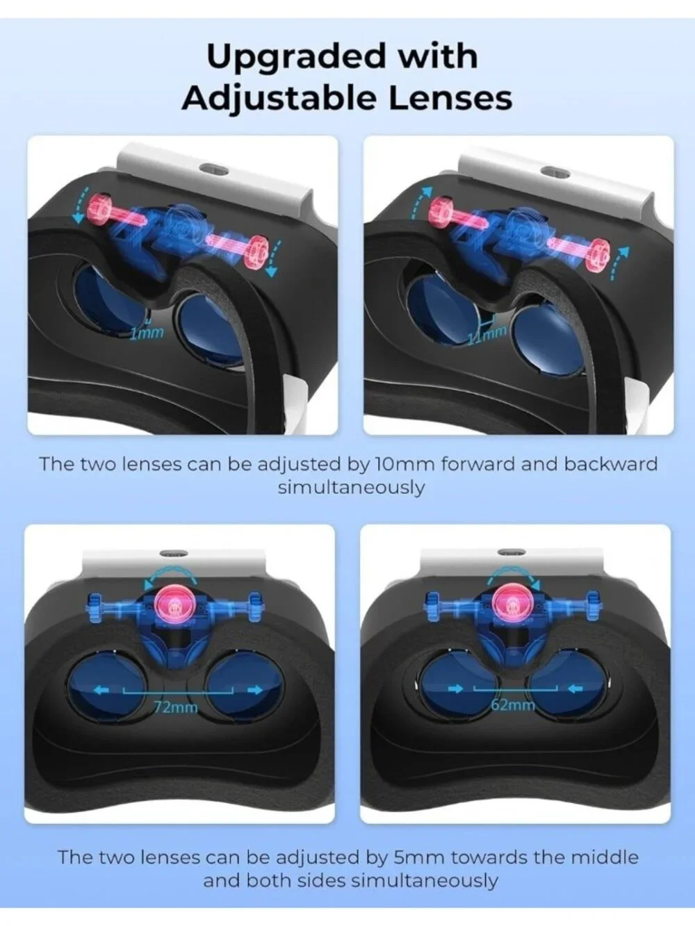 VR Headset for Nintendo Switch OLED VR Glasses W/ Adjustable Lens Head Straps